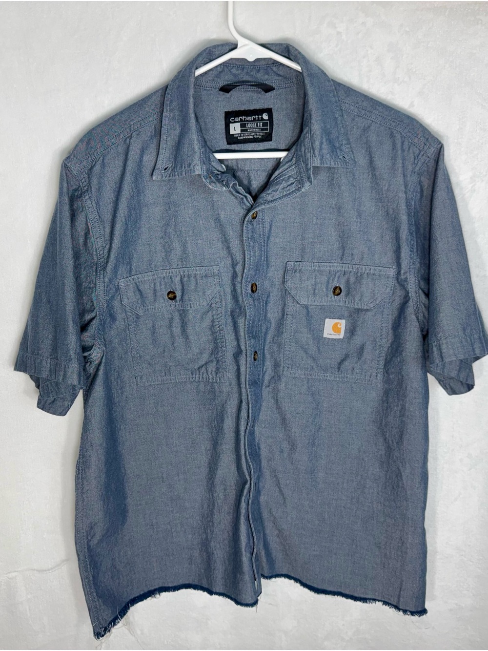 Carhartt Men's Blue Short Sleeve Button-Up Work Shirt